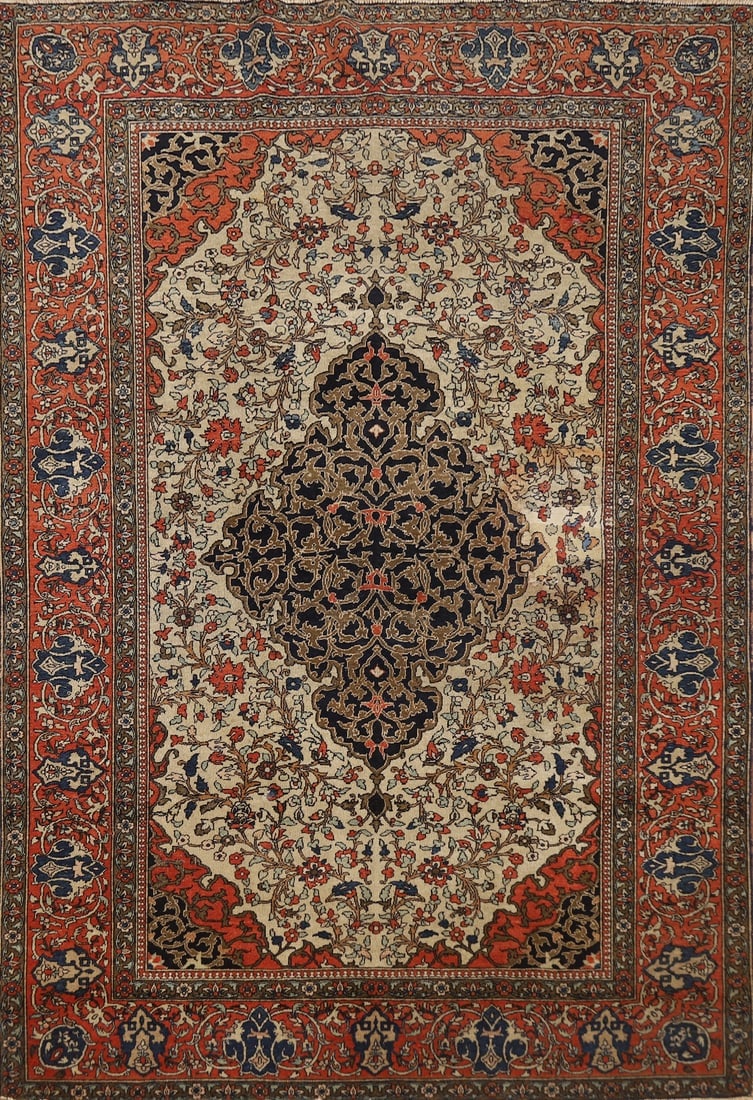 Pre-1900 Antique Vegetable Dye Sarouk Farahan Persian Rug 4x7: Title: Pre-1900 Antique Vegetable Dye Sarouk Farahan Persian Rug 4x7 Description:A Beautiful Genuine Iran ( Persia ) Sarouk (Farahan) rug is Hand Knotted by skillful weavers in Iran ( Per