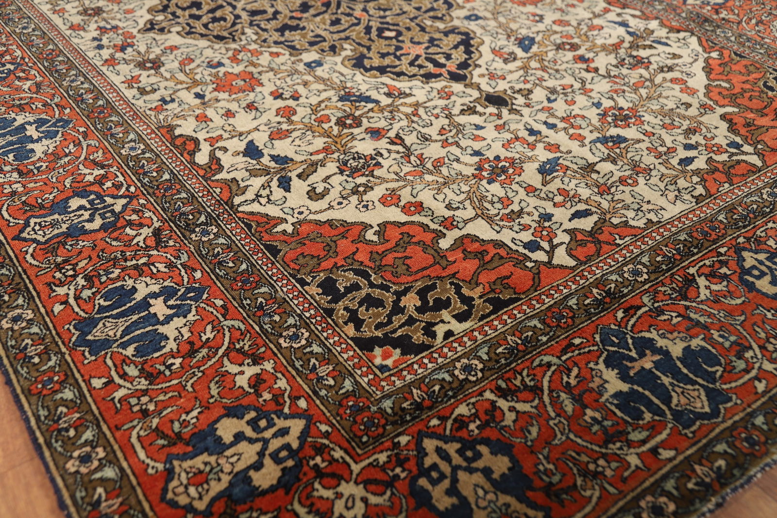 Pre-1900 Antique Vegetable Dye Sarouk Farahan Persian Rug 4x7 - 6