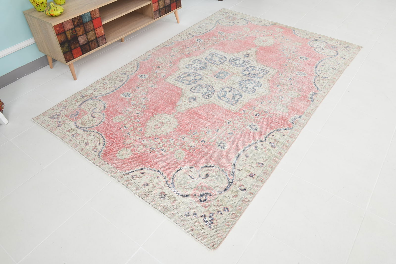 5'2'' x 7'11'' Handmade Vintage Wool Rug - 20489 - 4