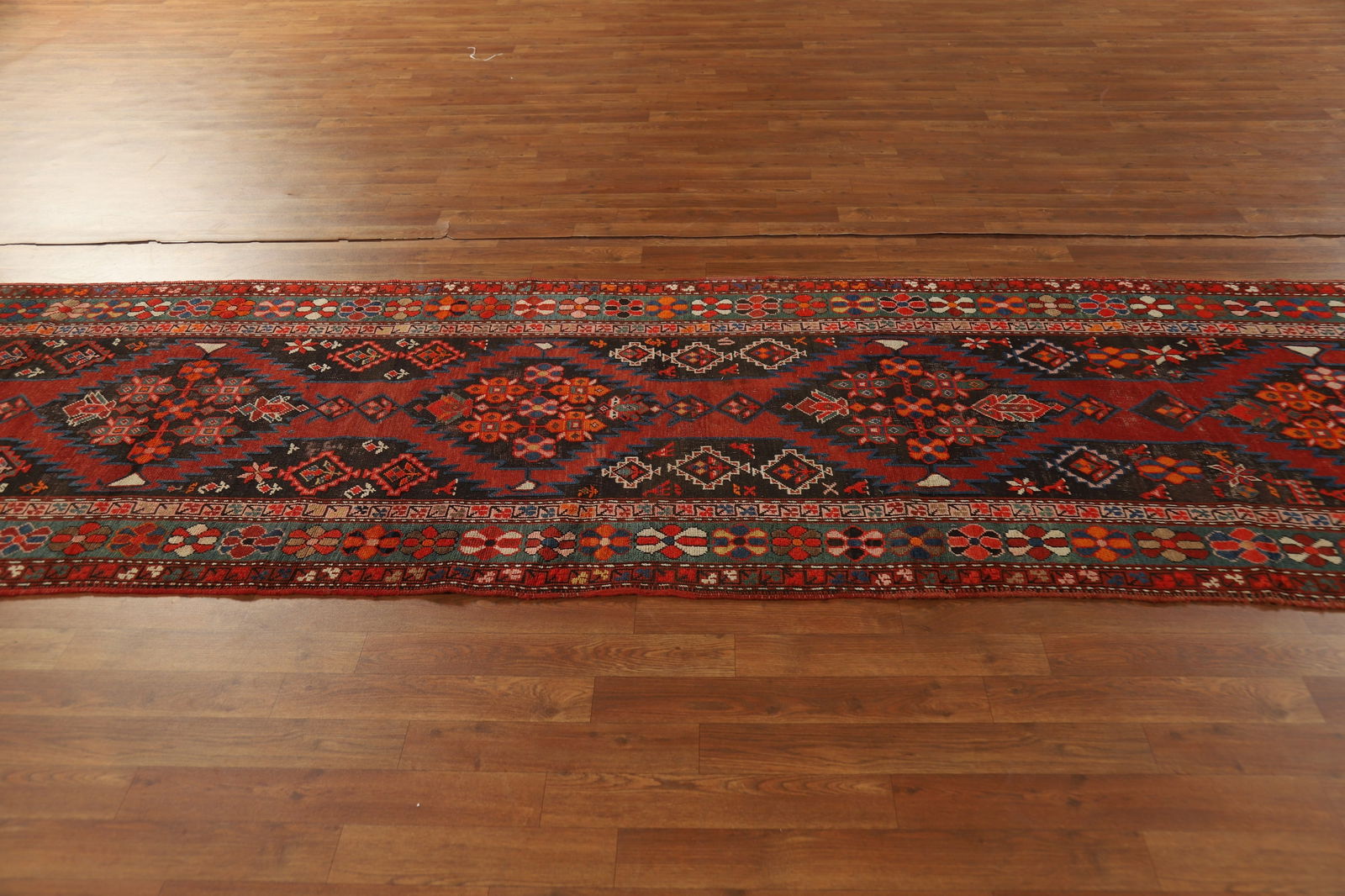 Pre-1900 Antique Kazak Vegetable Dye Runner Rug 3x12 - 13
