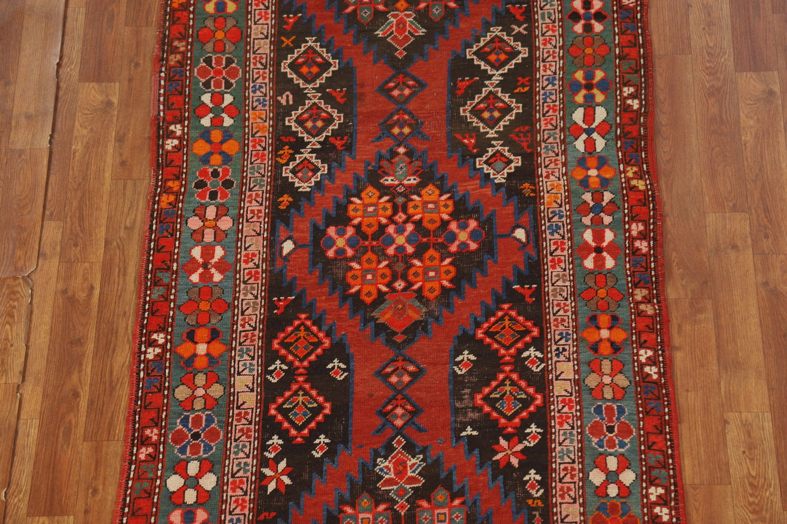 Pre-1900 Antique Kazak Vegetable Dye Runner Rug 3x12 - 4