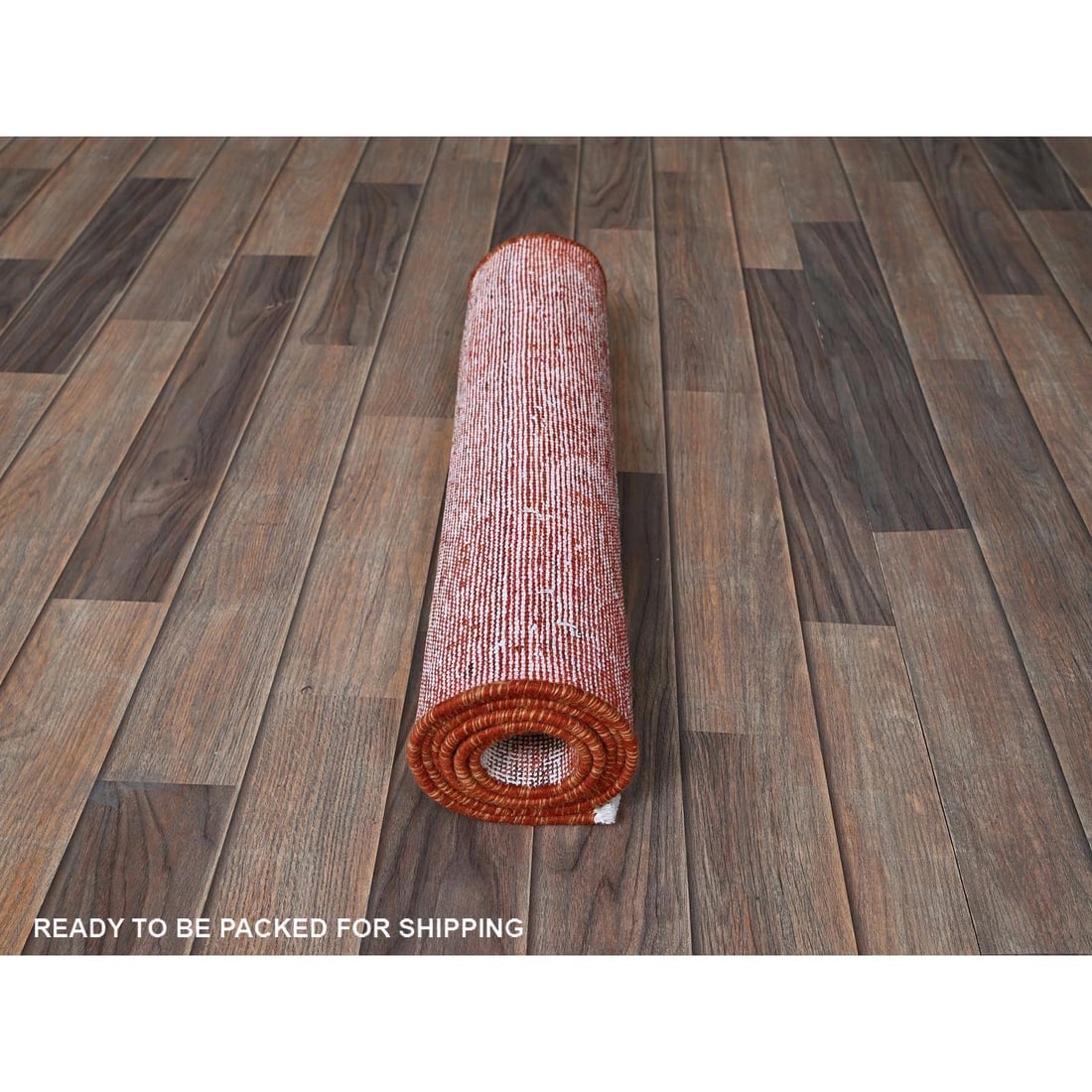 Peach Overdyed Vintage Persian Tabriz Hand Knotted All Wool Runner Rug - 5