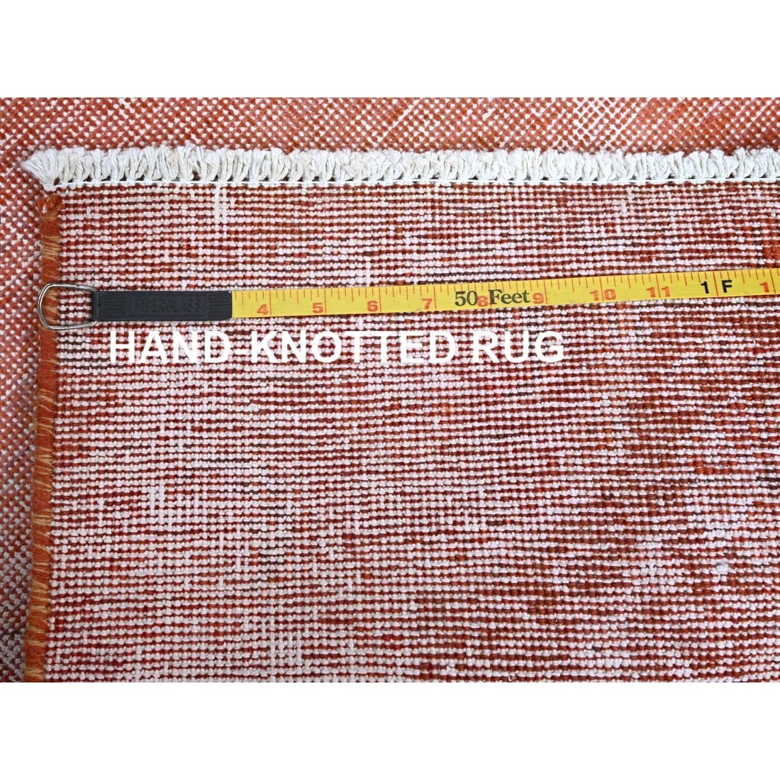 Peach Overdyed Vintage Persian Tabriz Hand Knotted All Wool Runner Rug - 7