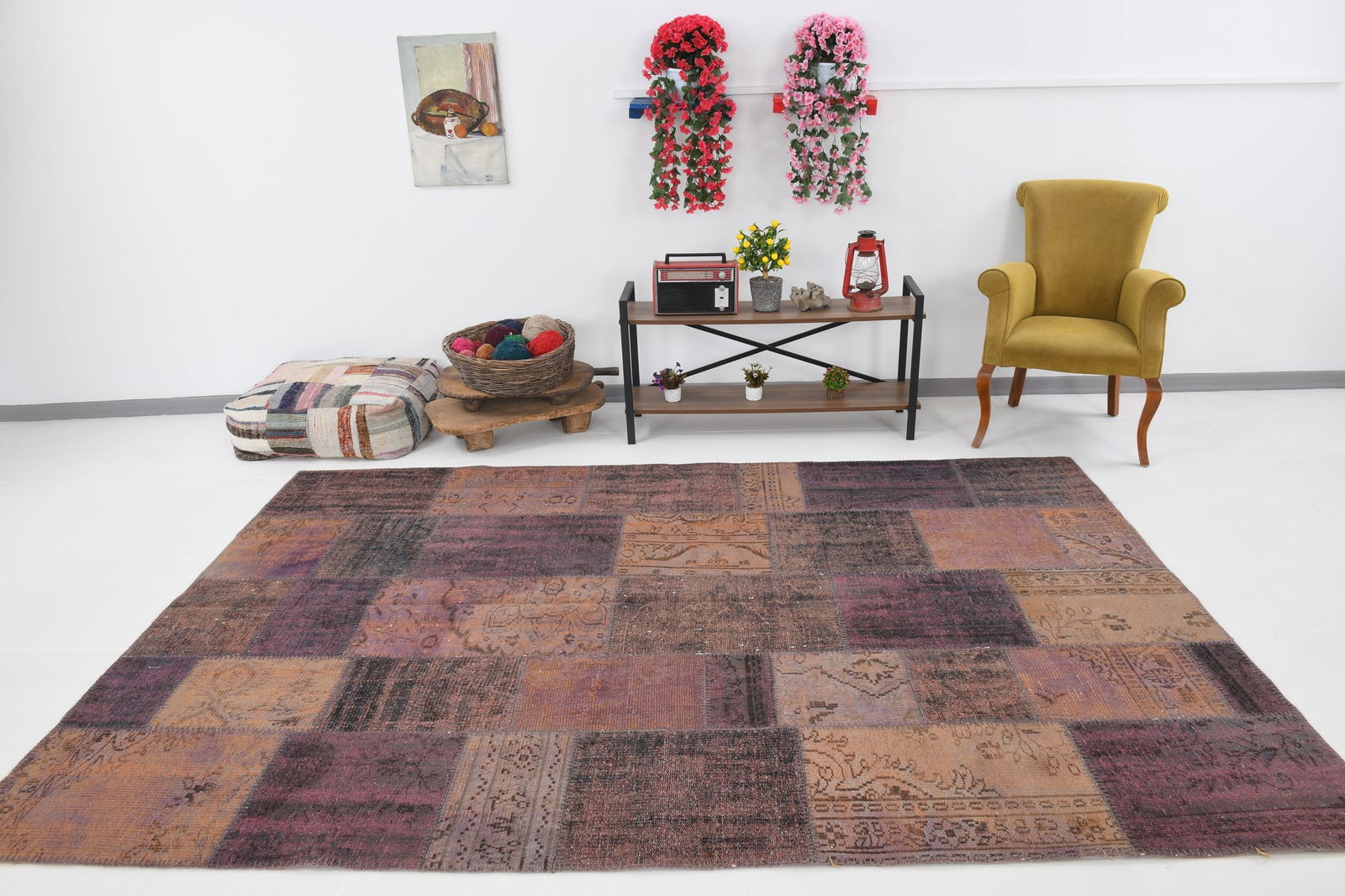 6'9'' x 9'11'' Handmade Vintage Wool Rug - 80 - 2