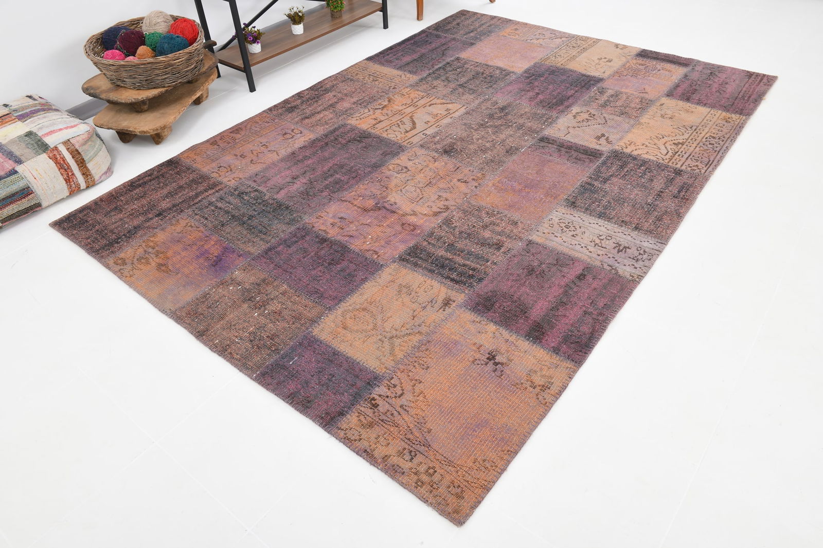 6'9'' x 9'11'' Handmade Vintage Wool Rug - 80 - 4