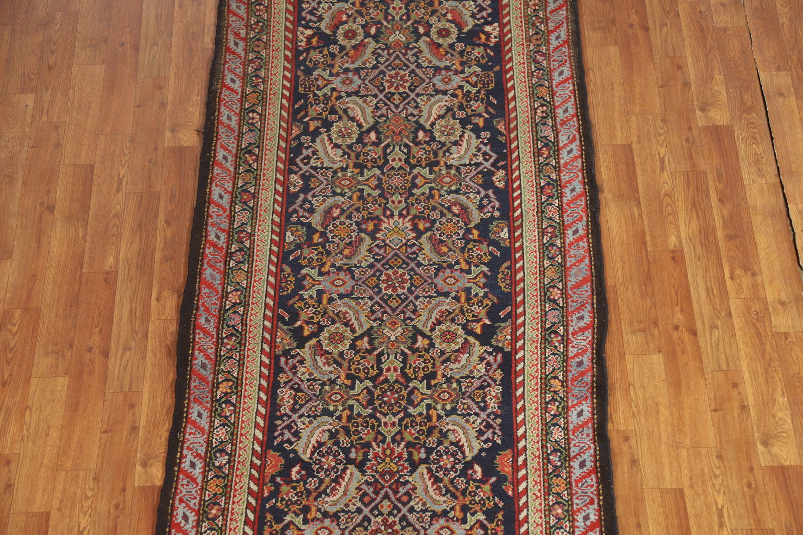 Pre-1900 Antique Vegetable Dye Malayer Persian Runner Rug 3x13 - 4