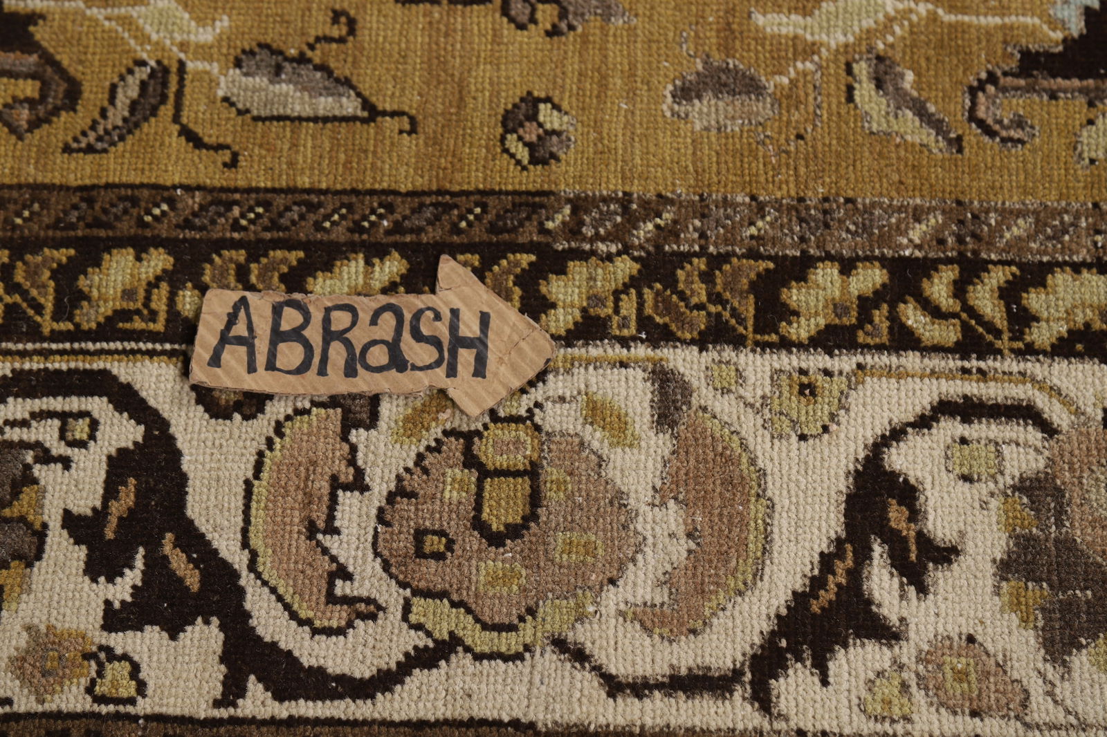 Antique Gold Vegetable Dye Mashad Persian Area Rug 5x8 - 15