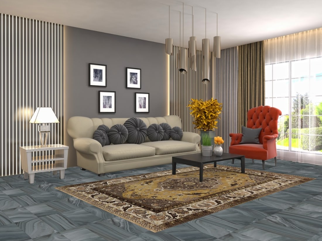 Antique Gold Vegetable Dye Mashad Persian Area Rug 5x8 - 2