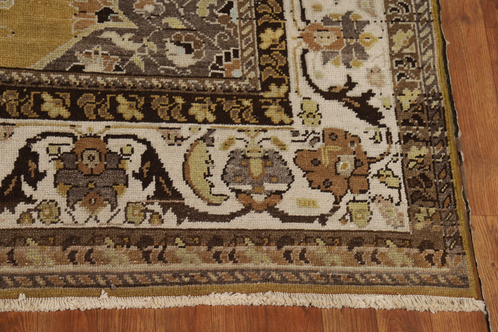 Antique Gold Vegetable Dye Mashad Persian Area Rug 5x8 - 5