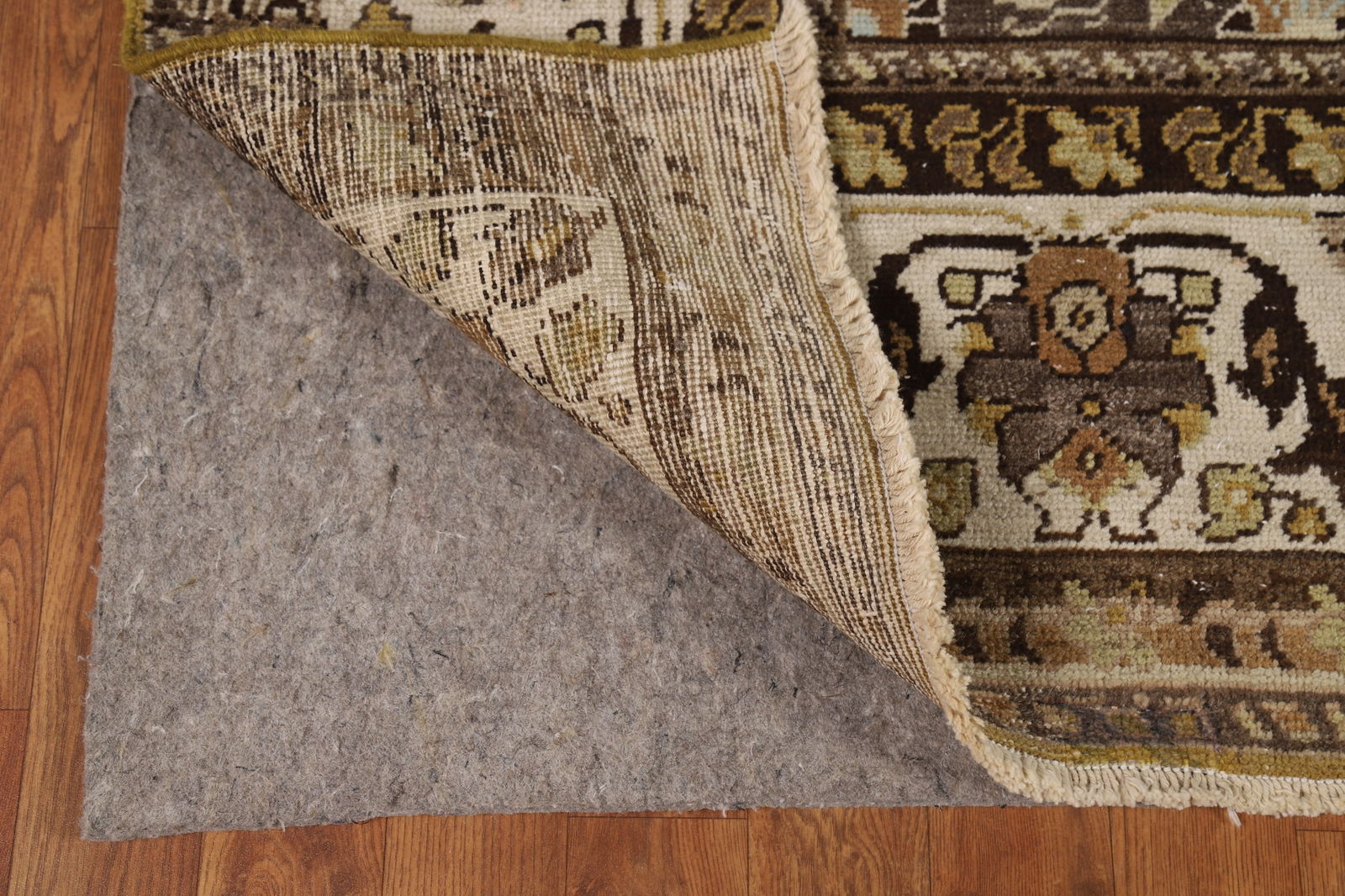 Antique Gold Vegetable Dye Mashad Persian Area Rug 5x8 - 8