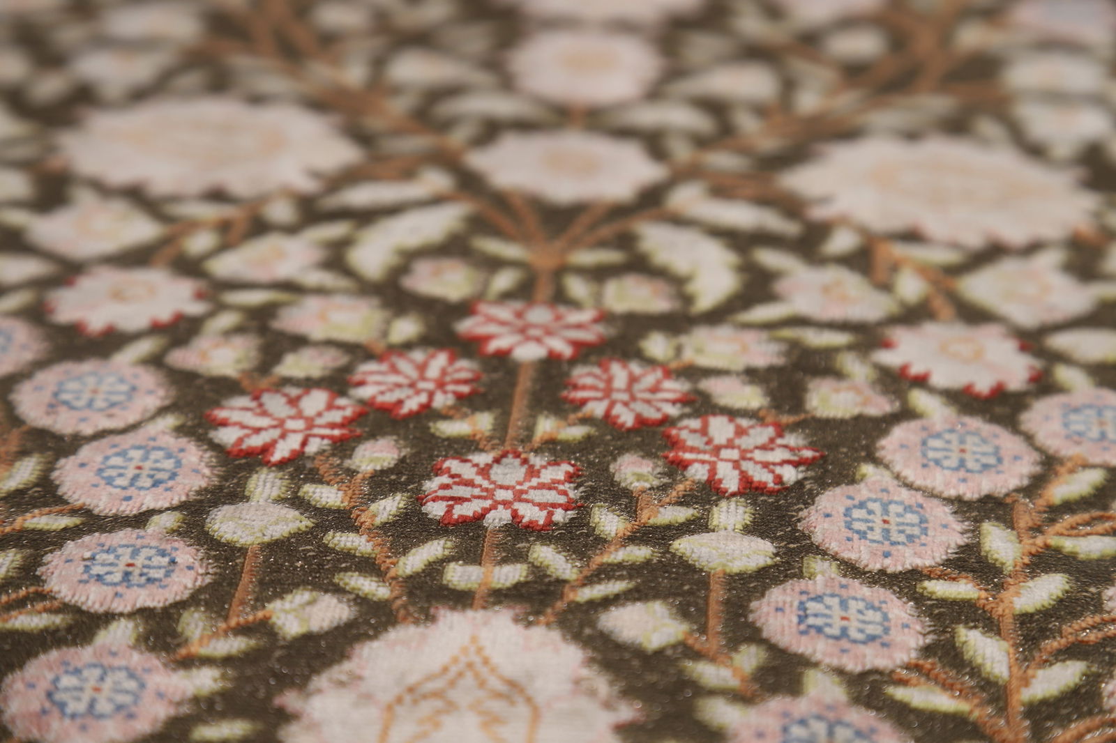 Pre-1900 Antique Silk/ Silver Qum Vegetable Dye Persian Rug 4x6 - 10