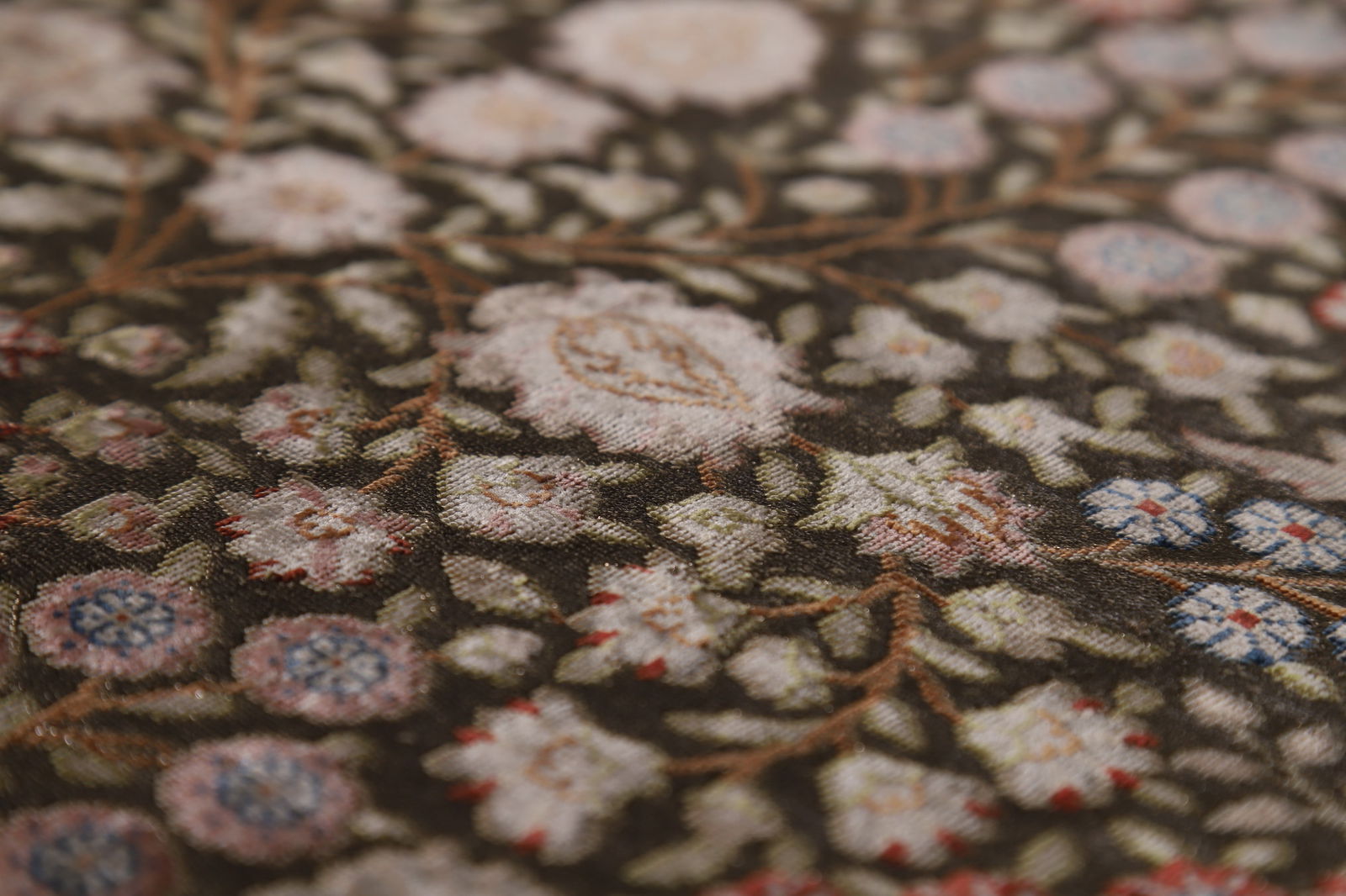 Pre-1900 Antique Silk/ Silver Qum Vegetable Dye Persian Rug 4x6 - 11