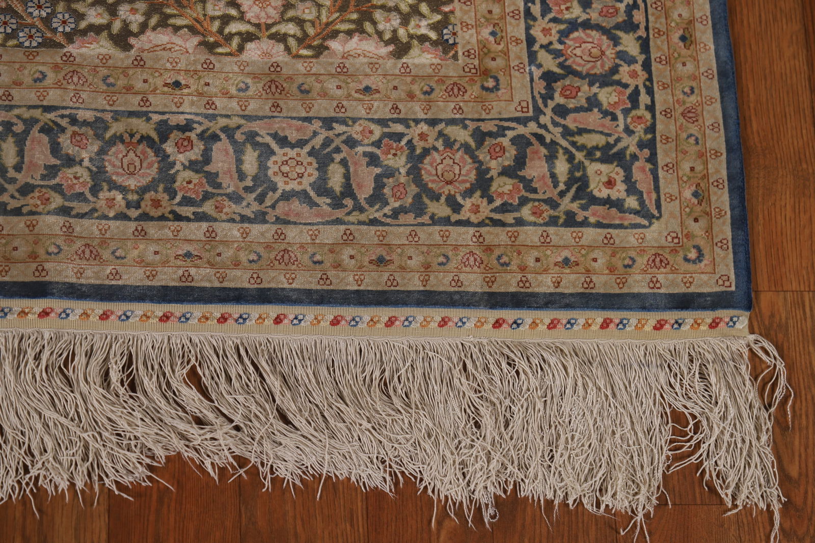 Pre-1900 Antique Silk/ Silver Qum Vegetable Dye Persian Rug 4x6 - 5