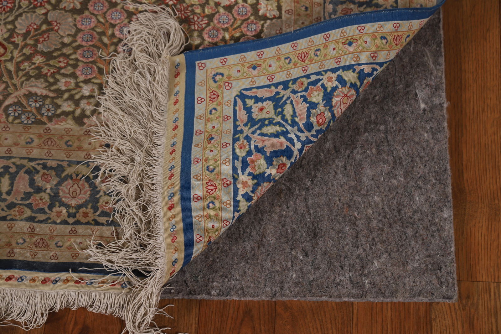 Pre-1900 Antique Silk/ Silver Qum Vegetable Dye Persian Rug 4x6 - 8