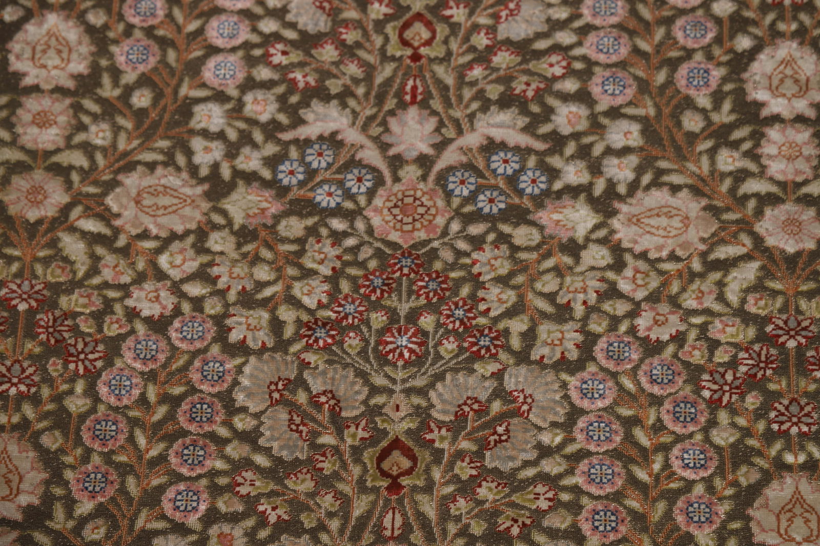 Pre-1900 Antique Silk/ Silver Qum Vegetable Dye Persian Rug 4x6 - 9