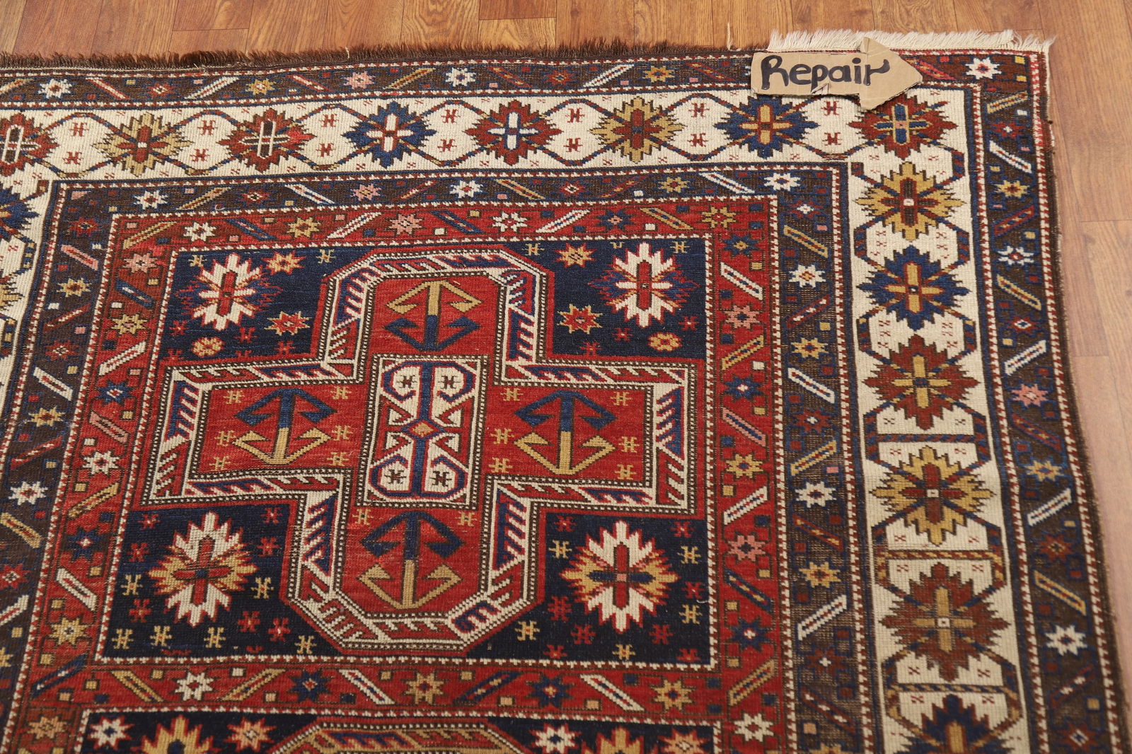 Pre-1900 Antique Vegetable Dye Kazak Oriental Rug 4x7 - 15