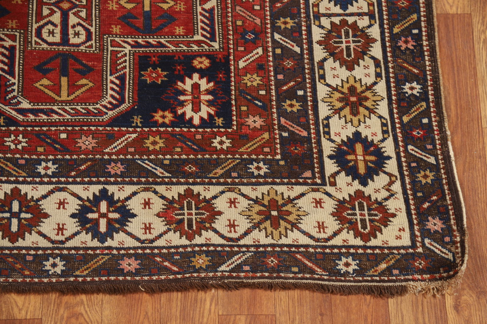 Pre-1900 Antique Vegetable Dye Kazak Oriental Rug 4x7 - 5