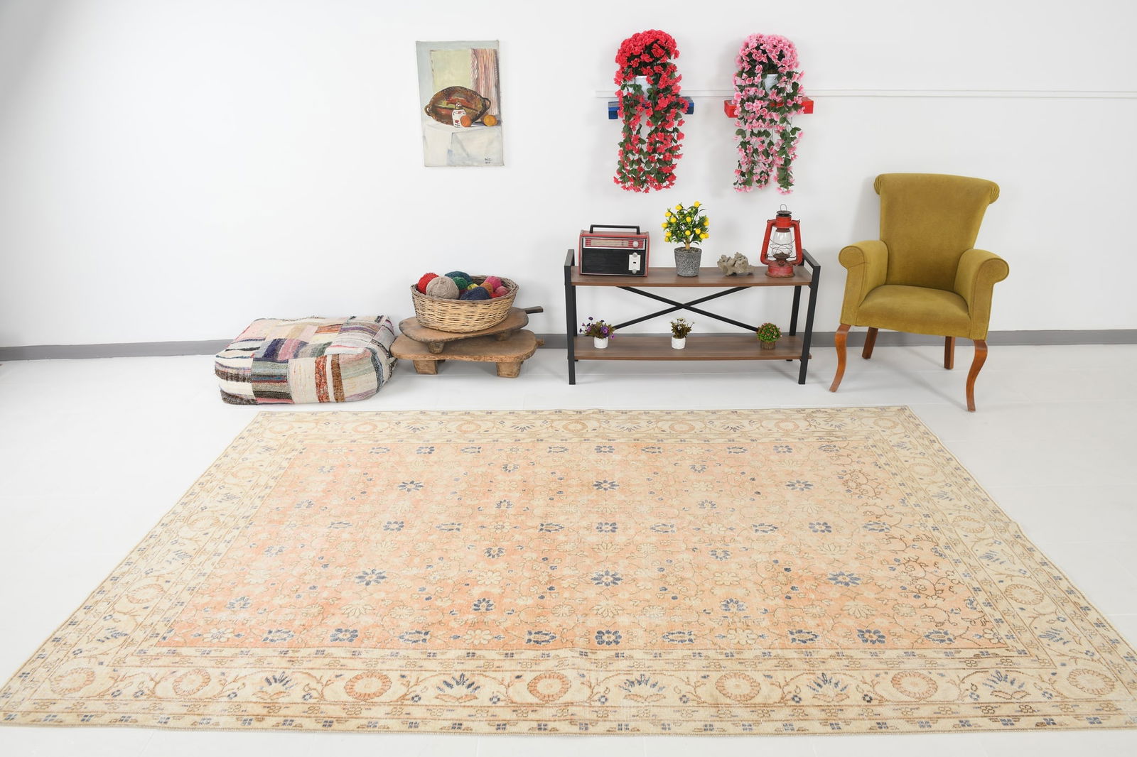 6'6'' x 10'0'' Handmade Vintage Wool Rug - 19070 - 2