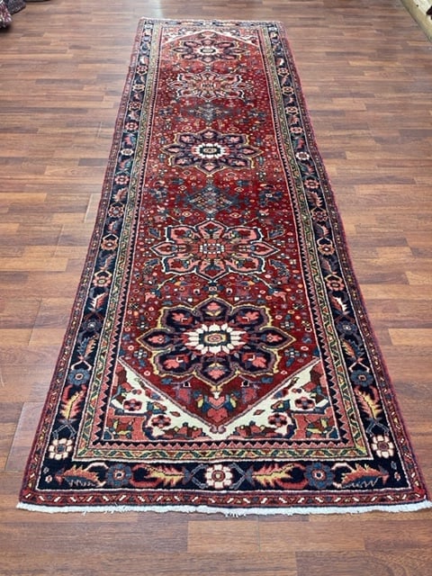 Vintage persian Heriz Runner-5033: Title:Vintage persian Heriz Runner-5033 Description:Beautiful antique Persian Heriz from northwest Persia, size 3 ft. 4 inches by 10 ft. 4 inches, circa 1950, excellent condition with all original end
