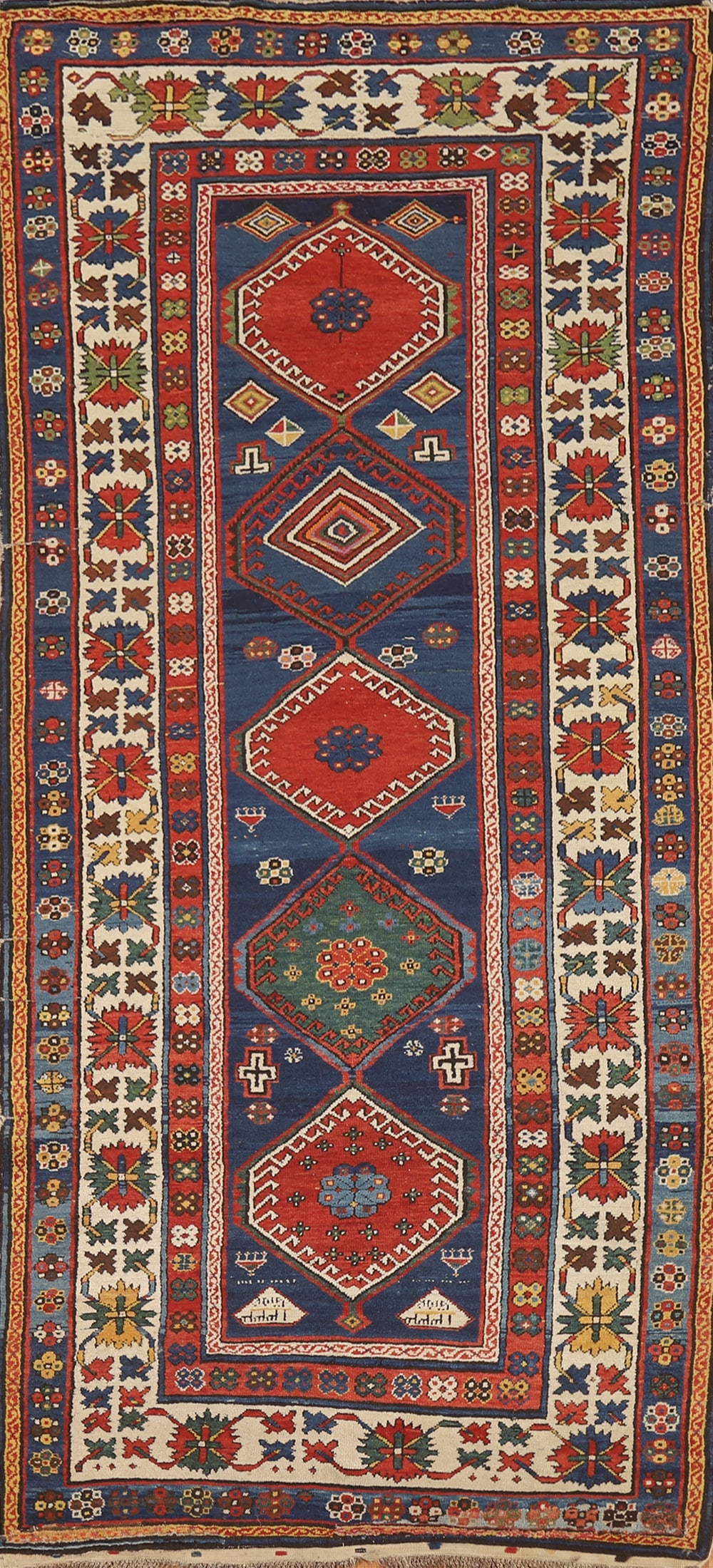 Pre-1900 Antique Vegetable Dye Kazak Persian Runner Rug 4x9: Title: Pre-1900 Antique Vegetable Dye Kazak Persian Runner Rug 4x9 Description:A Beautiful Genuine Iran ( Persia ) Kazak (100% Vegetable Dye) rug is Hand Knotted by skillful weavers in Ir