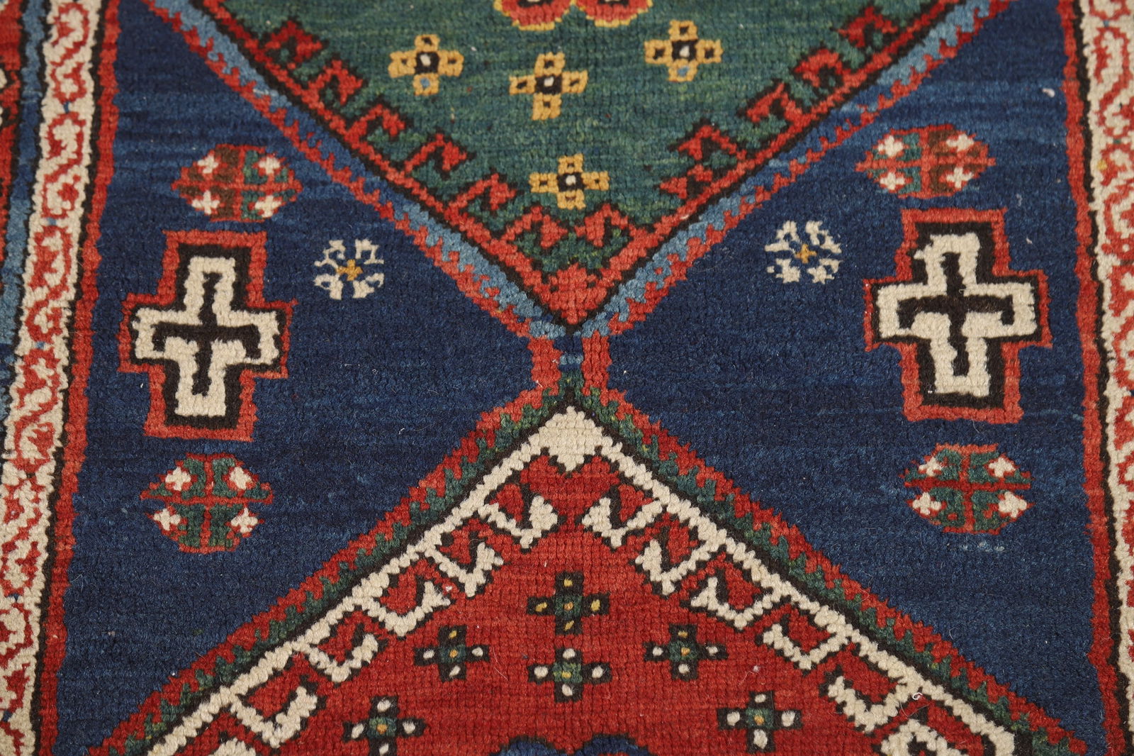 Pre-1900 Antique Vegetable Dye Kazak Persian Runner Rug 4x9 - 9