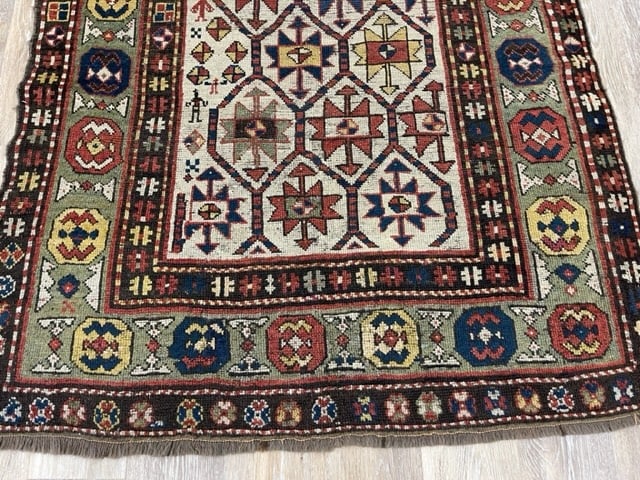 Antique Ivory field Gendje Caucasian Runner-1643 - 2