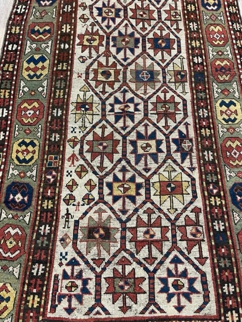 Antique Ivory field Gendje Caucasian Runner-1643 - 3