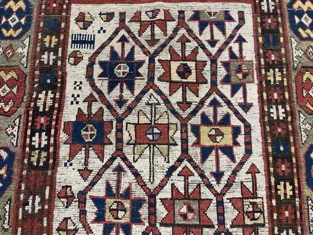 Antique Ivory field Gendje Caucasian Runner-1643 - 4