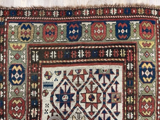 Antique Ivory field Gendje Caucasian Runner-1643 - 6