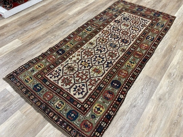 Antique Ivory field Gendje Caucasian Runner-1643 - 8