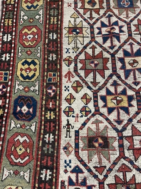 Antique Ivory field Gendje Caucasian Runner-1643 - 9