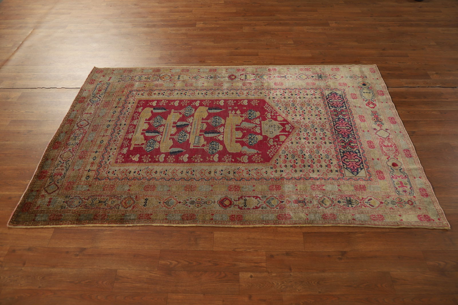 Pre-1900 Antique Vegetable Dye Silk Anatolian Turkish Rug 4x6 - 14