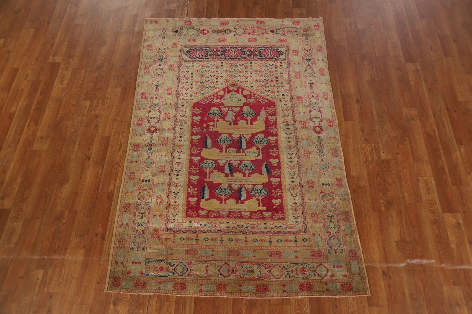 Pre-1900 Antique Vegetable Dye Silk Anatolian Turkish Rug 4x6 - 3