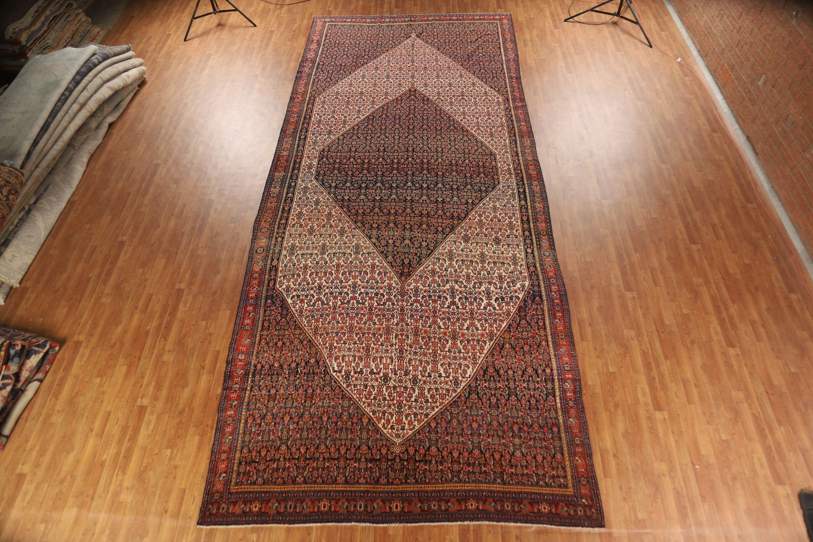 Pre-1900 Antique Vegetable Dye Senneh Persian Large Rug 8x20 - 3