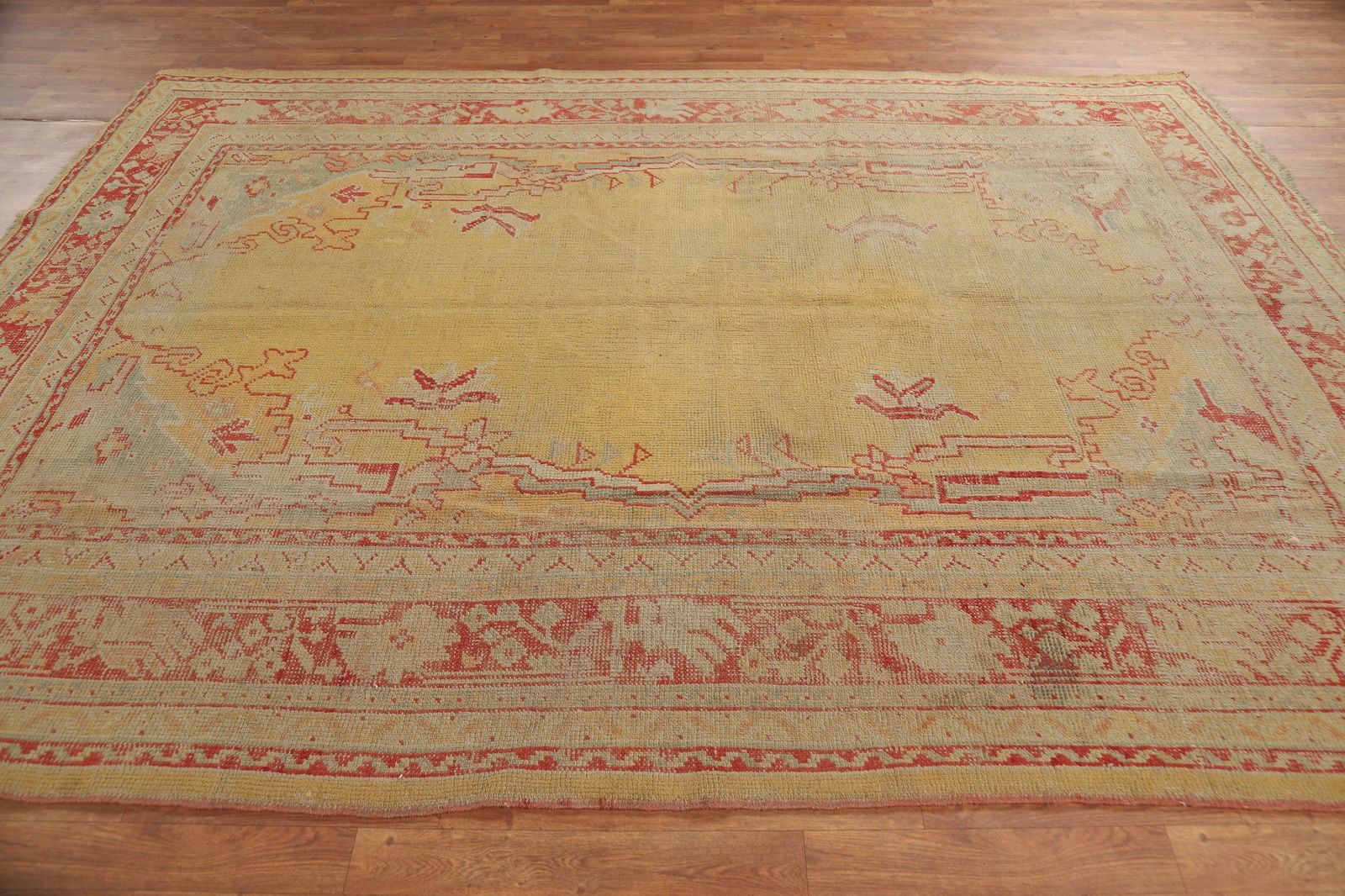 Pre-1900 Antique Vegetable Dye Oushak Turkish Area Rug 7x10 - 15