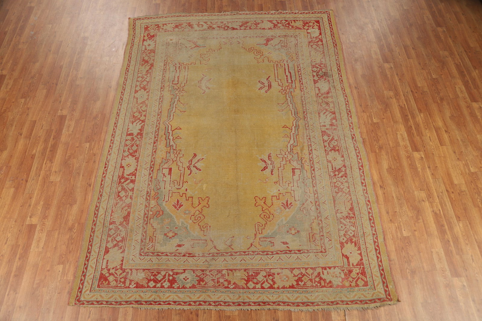Pre-1900 Antique Vegetable Dye Oushak Turkish Area Rug 7x10 - 16