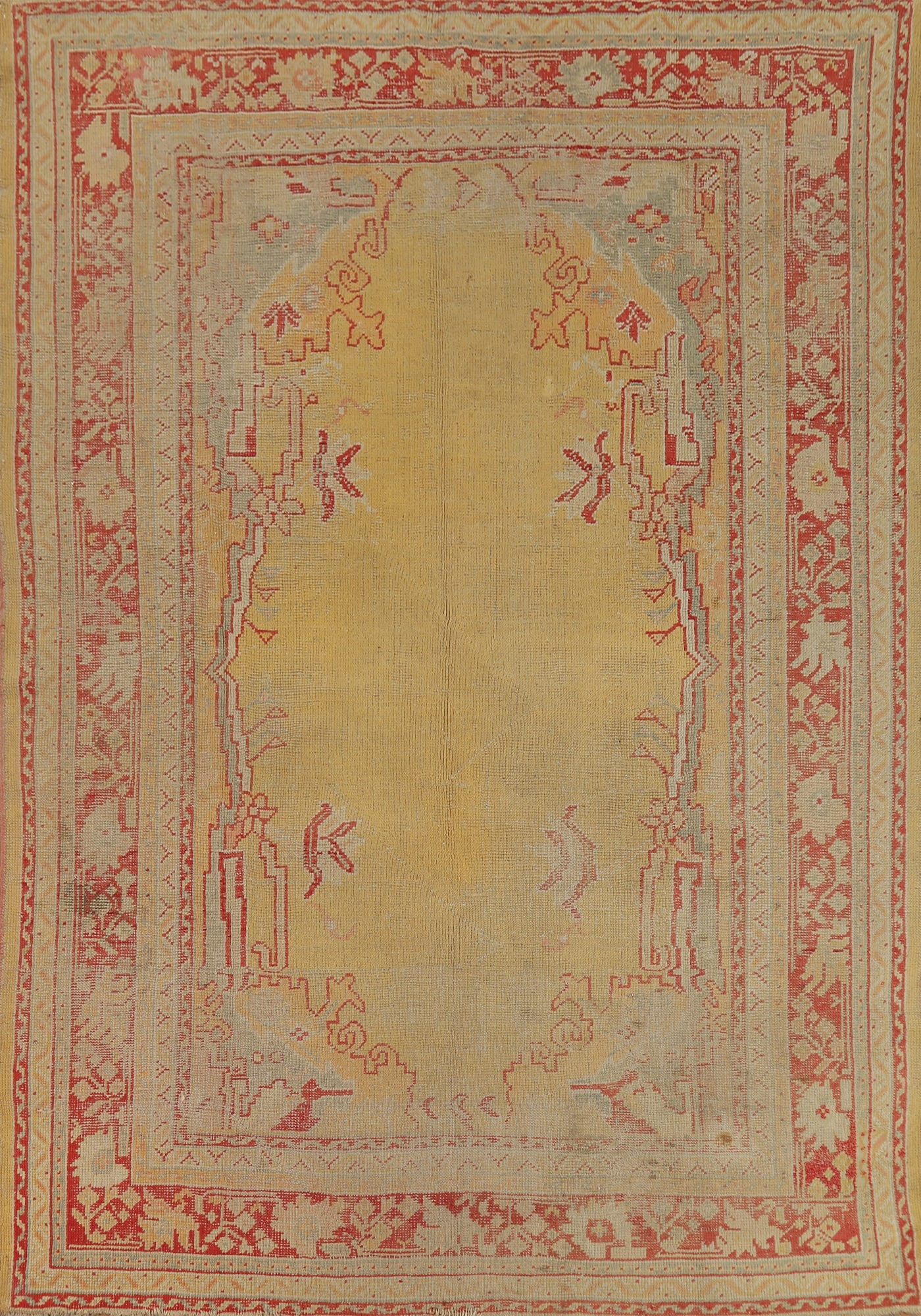 Pre-1900 Antique Vegetable Dye Oushak Turkish Area Rug 7x10: Title: Pre-1900 Antique Vegetable Dye Oushak Turkish Area Rug 7x10 Description:A Beautiful Genuine Turkey Oushak (100% Vegetable Dye) rug is Hand Knotted by skillful weavers in Turkey wit