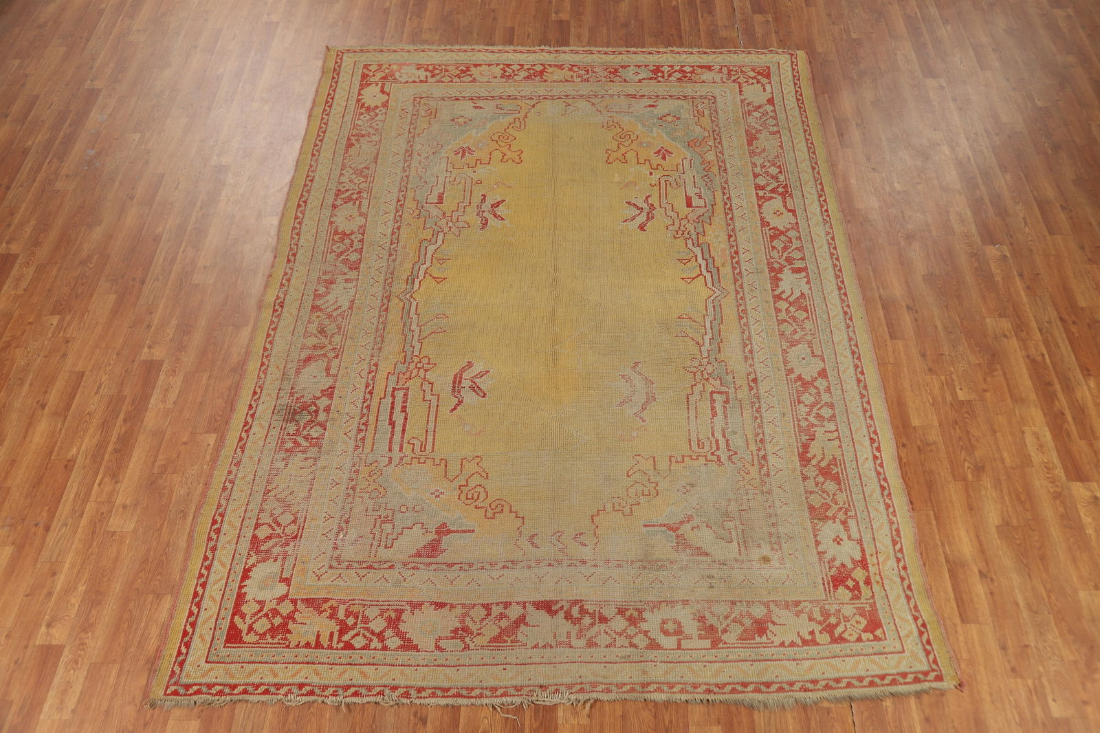 Pre-1900 Antique Vegetable Dye Oushak Turkish Area Rug 7x10 - 3