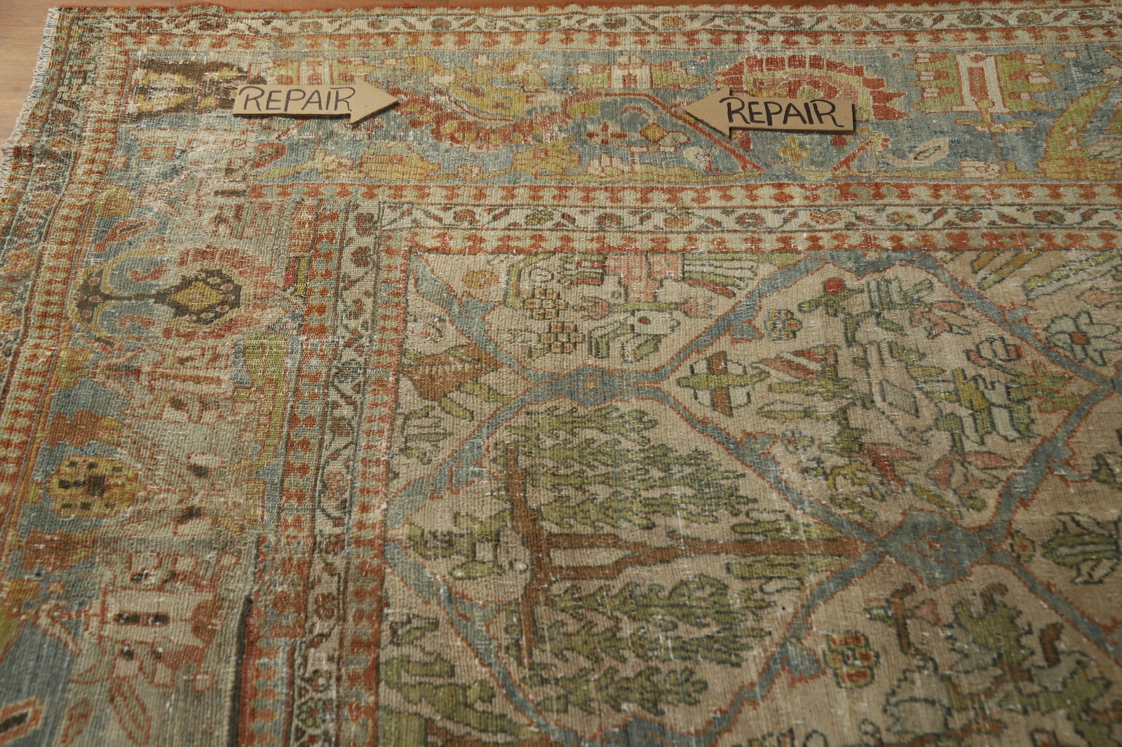 Pre-1900 Antique Vegetable Dye Bakhtiari Persian Large Rug 12x16 - 14