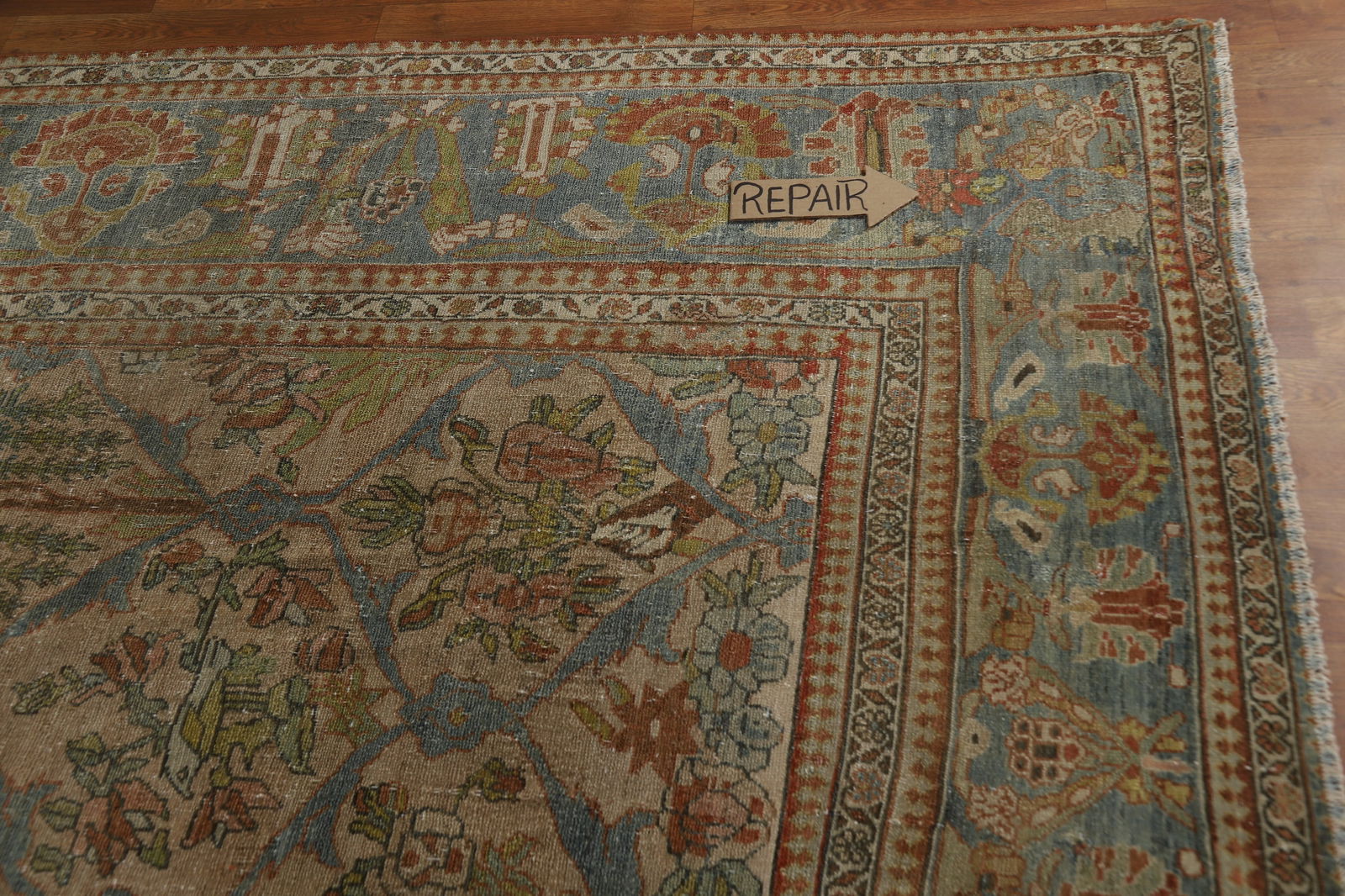 Pre-1900 Antique Vegetable Dye Bakhtiari Persian Large Rug 12x16 - 16