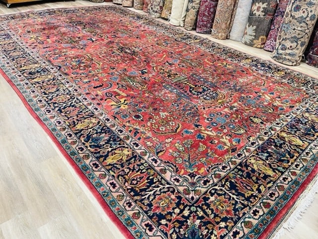 Antique Large size Kandahar rug-810: Title:Antique Large size Kandahar rug-810Description:Beautiful antique kandahar rug from India, size 10 ft. 2 inches by 17 ft. 10 inches, circa 1940, with all over floral design on morron color