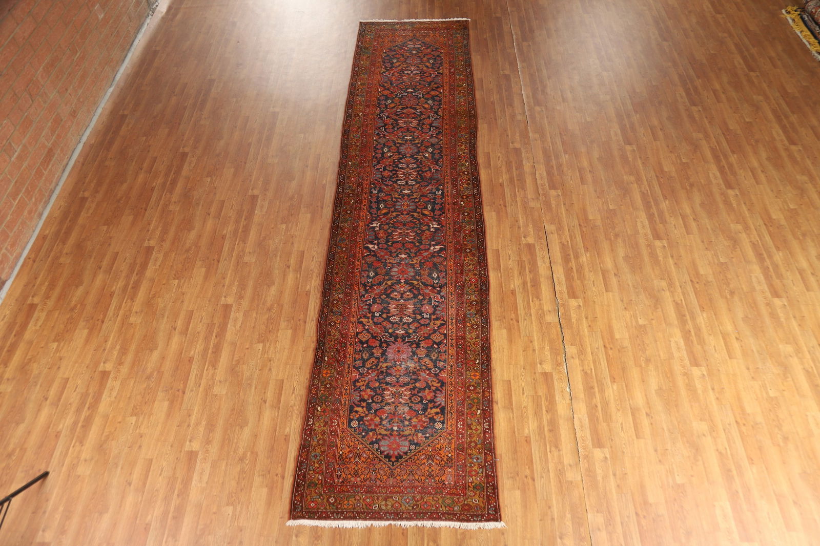 Pre-1900 Antique Vegetable Dye Malayer Persian Runner Rug 4x16 - 16