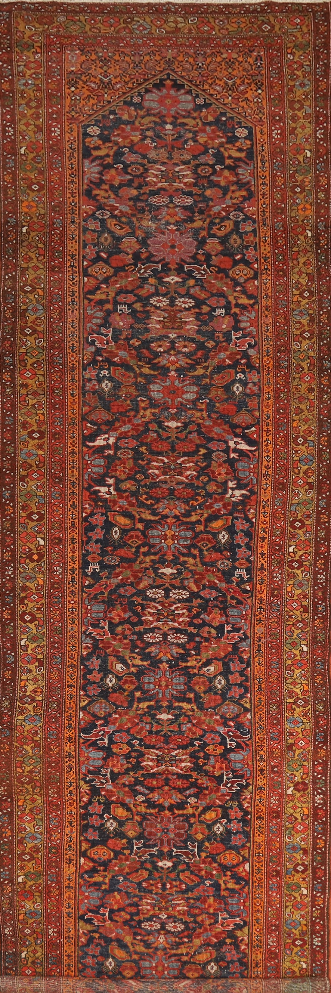 Pre-1900 Antique Vegetable Dye Malayer Persian Runner Rug 4x16: Title: Pre-1900 Antique Vegetable Dye Malayer Persian Runner Rug 4x16 Description:A Beautiful Genuine Iran ( Persia ) Malayer rug is Hand Knotted by skillful weavers in Iran ( Persia ) wi