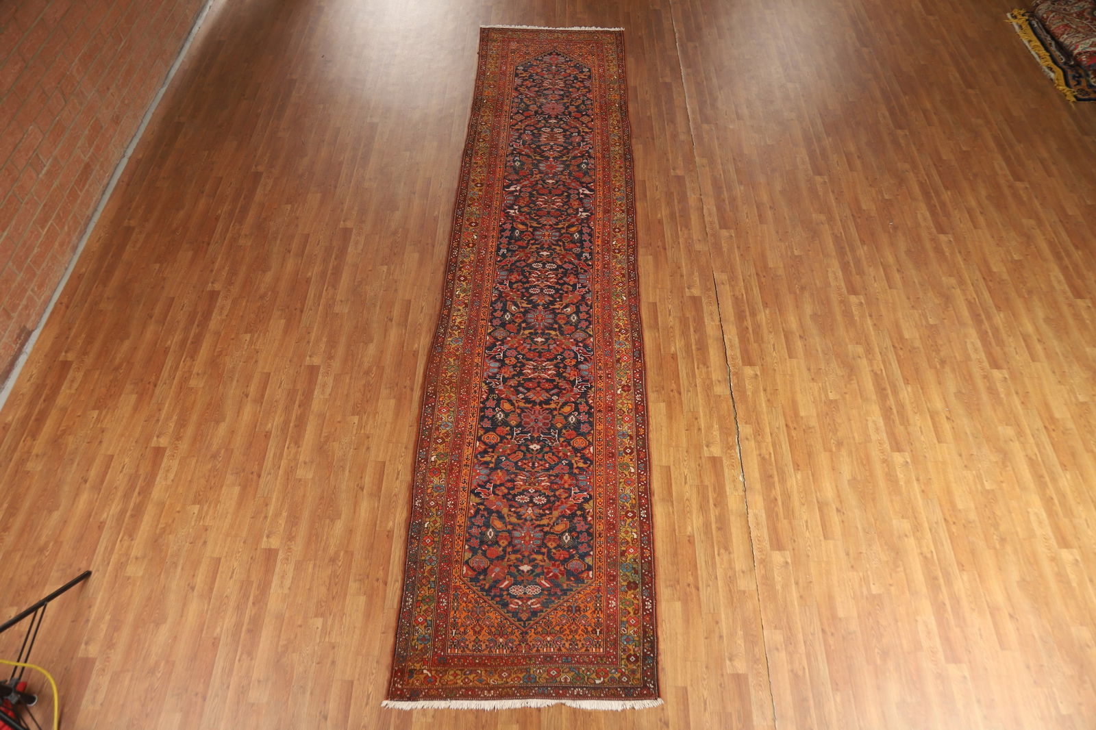 Pre-1900 Antique Vegetable Dye Malayer Persian Runner Rug 4x16 - 4
