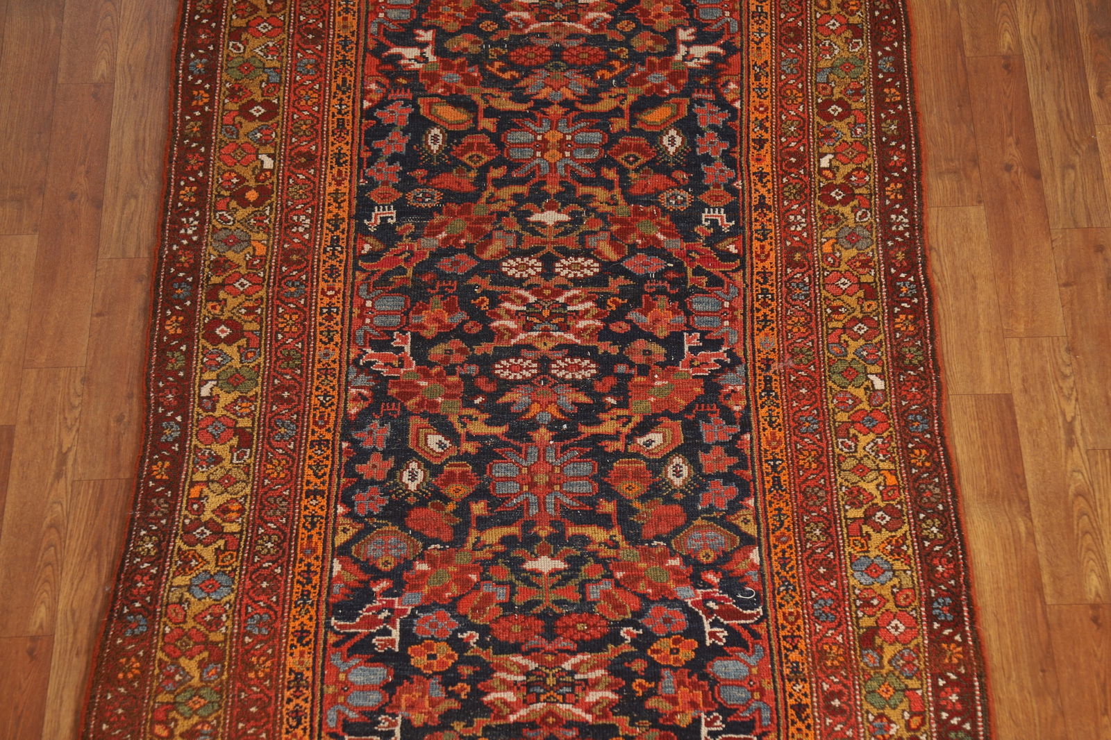 Pre-1900 Antique Vegetable Dye Malayer Persian Runner Rug 4x16 - 5