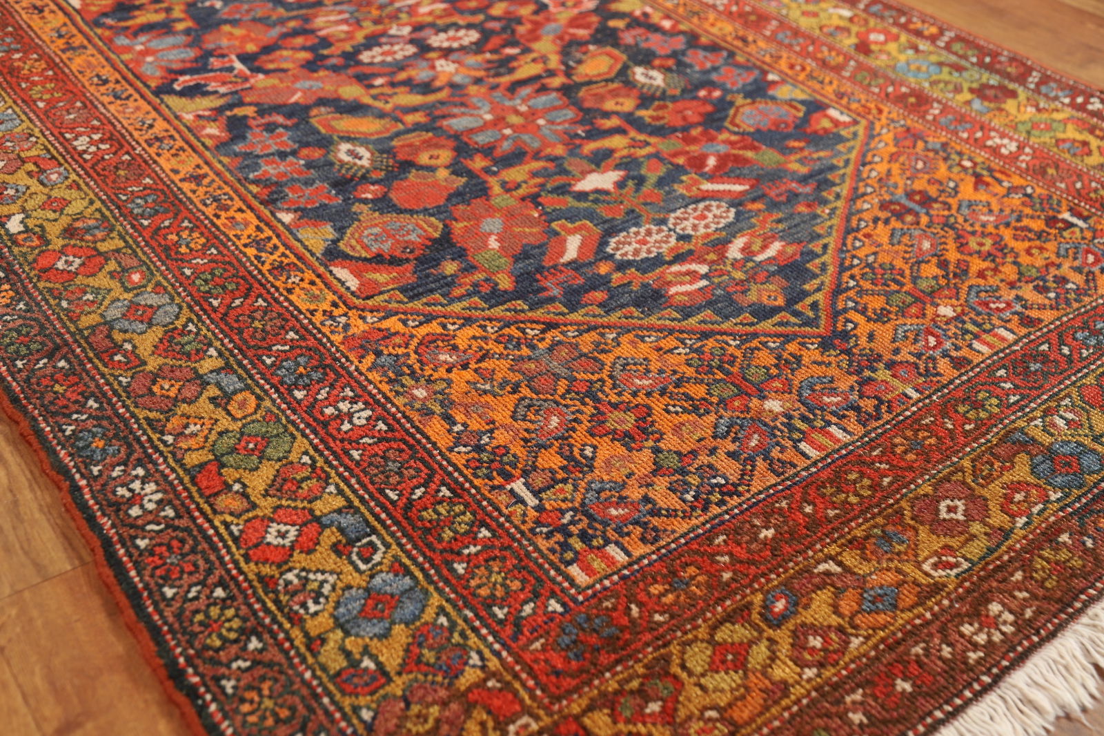 Pre-1900 Antique Vegetable Dye Malayer Persian Runner Rug 4x16 - 7