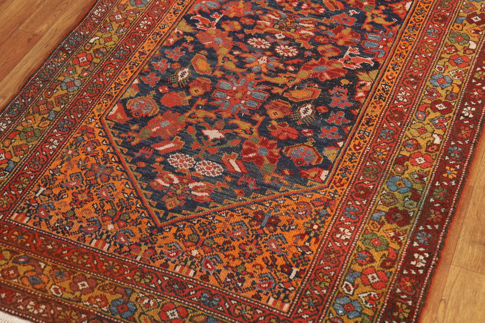 Pre-1900 Antique Vegetable Dye Malayer Persian Runner Rug 4x16 - 8