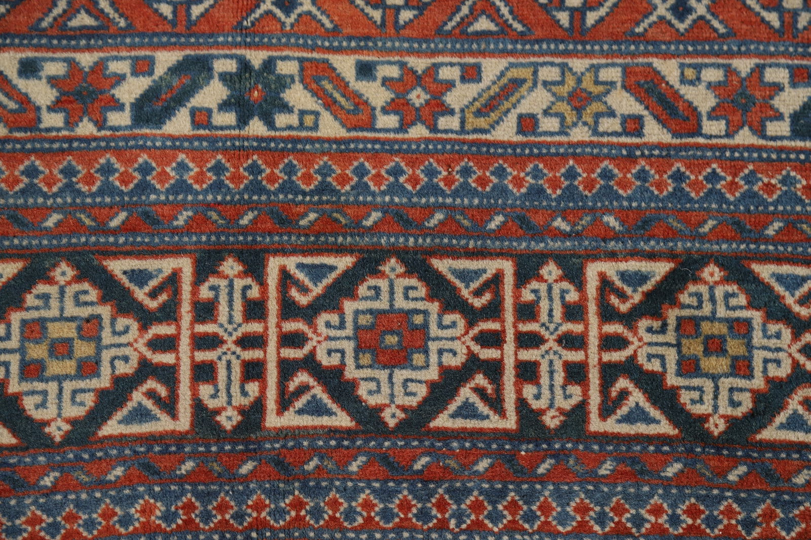 Antique Geometric Kazak Vegetable Dye Rug 4x5 - 10