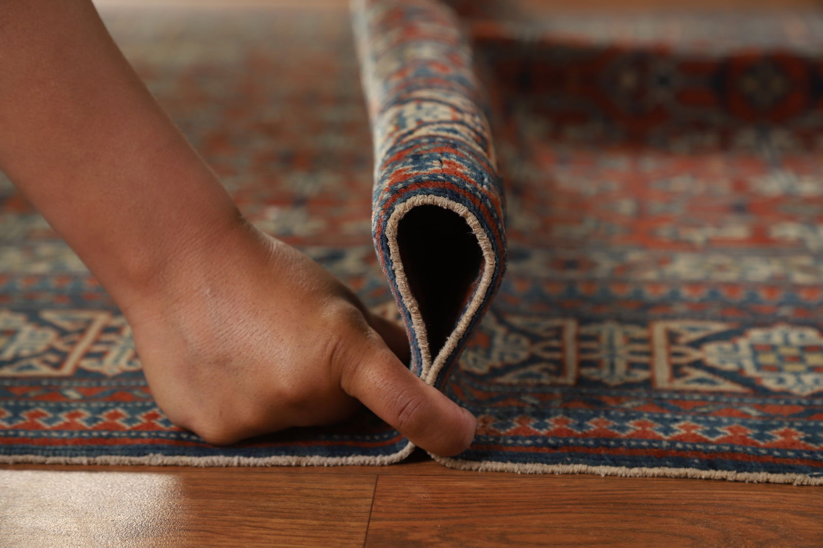 Antique Geometric Kazak Vegetable Dye Rug 4x5 - 18