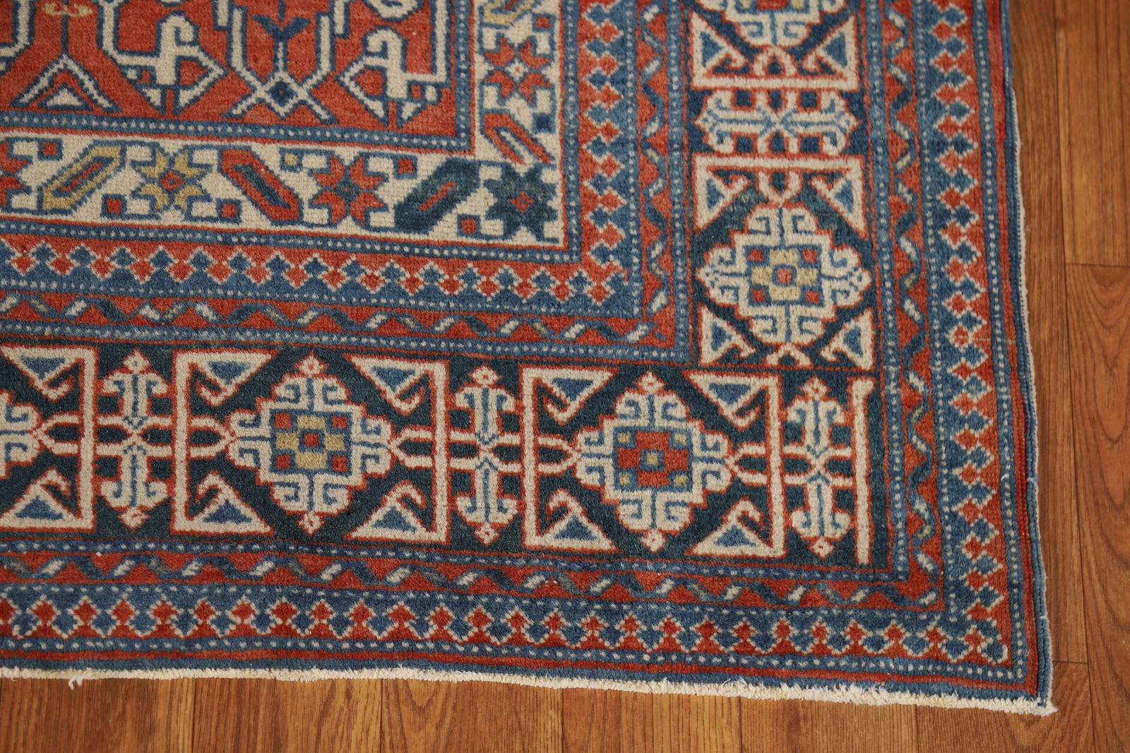 Antique Geometric Kazak Vegetable Dye Rug 4x5 - 5